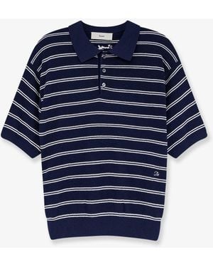 DUNST Striped Cotton Blend Polo Shirt - Blue