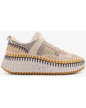 Chloé Nama Low-Top Mesh Trainers With Suede Inserts - White