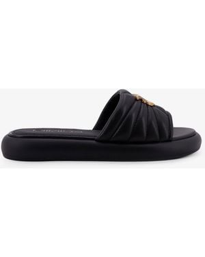 Pinko Fiona Low Leather Sandals - Black