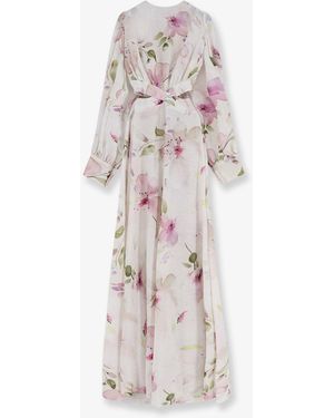 ACTUALEE Linen And Cotton Long Dress - White