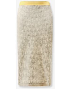 Fendi Ff Colour Block Skirt - White