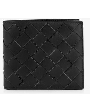 Bottega Veneta Leather Wallet With Intrecciato Pattern - Black
