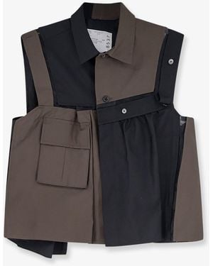 Sacai Patchwork Cotton Shirt - Black