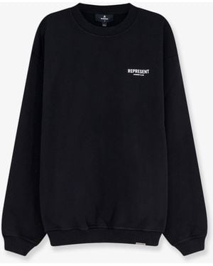 Represent Cotton Sweatshirt With Printed Logo On The Front - Black