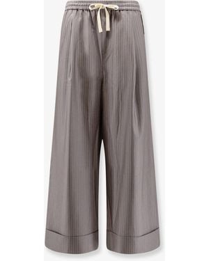 Tonywack Silk, Polyester And Wool Blend Pants - Gray