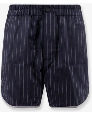 Y-81 Virgin Wool Blend Shorts With Striped Pattern - Blue