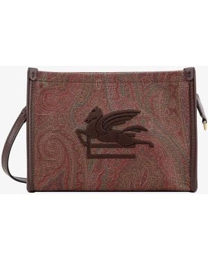 Etro Pegaso Arnica Paisley Fabric Pouch - Brown