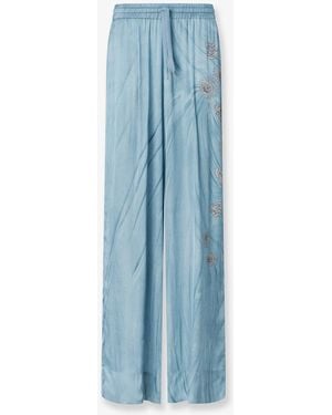 Pinko Viscose Trousers With Adjustable Waistband - Blue