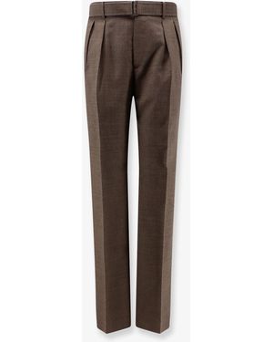 Tagliatore Nevil Virgin Wool Trousers With Belt - Brown