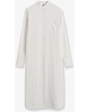 TOTEME Striped Summer Viscose, Silk And Cotton Dress - White