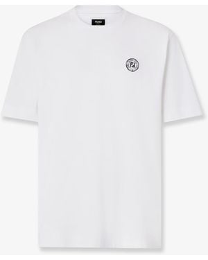 Fendi Cotton T-Shirt With Ff Embroidery - White