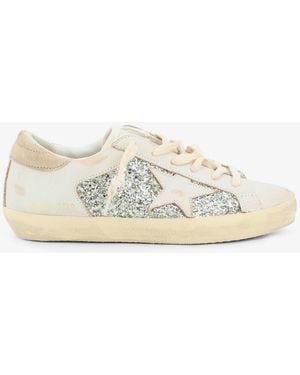 Golden Goose Deluxe Brand Superstar Leather Trainers With All-Over Glitter Pattern - Natural