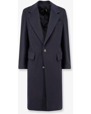Hevò Cashmere Coat With Satin Lining - Blue