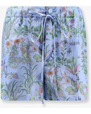 Gucci Printed Silk Shorts - Blue