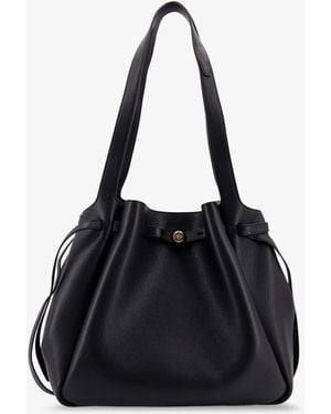 Tory Burch Romy Pebbled Tote Leather Shoulder Bag - Black