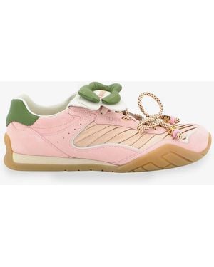 Fendi Wave Pulse Suede Trainers With Satin Inserts - Pink