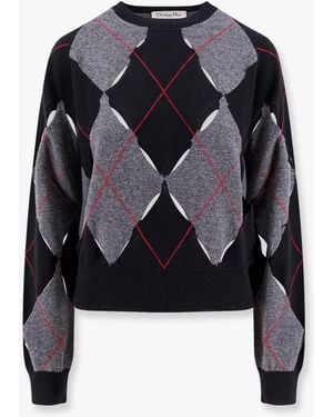 Dior Perforated Cashmere Jumper With Diamond Pattern - Blue