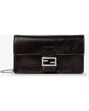 Fendi Wallet On Chain Tube Leather Crossbody Bag - White