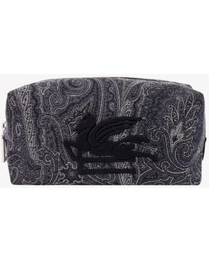 Etro Coated Canvas Beauty Case With Paisley Motif-Uomo - Grigio