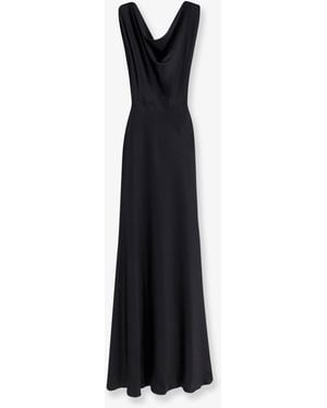 ACTUALEE Satin Long Dress - Black