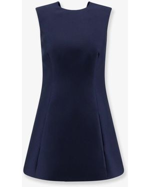 Balenciaga A-Line Merino Wool And Silk Blend Short Dress - Blue
