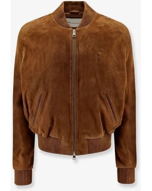 Ami Paris Suede Leather Jacket - Brown