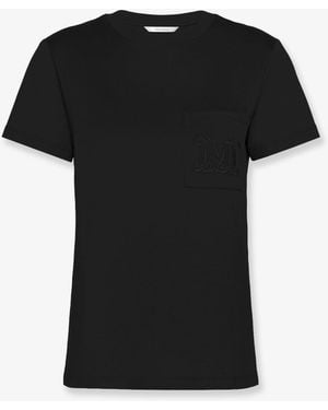 Max Mara Papaia Cotton T-Shirt With Monogram - Black
