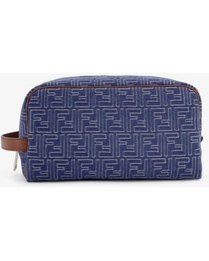 Fendi Jacquard Ff Fabric Medium Beauty Case - Blue