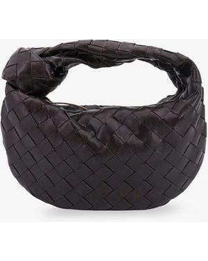 Bottega Veneta Mini Jodie Leather Handbag With Intrecciato Motif - Black