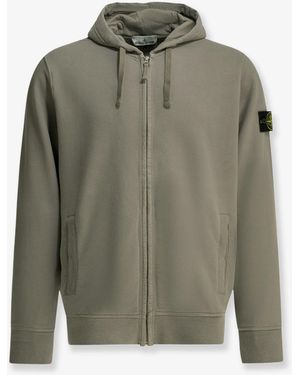 Stone Island Organic Cotton Sweatshirt With Lateral Logo Patch - Green