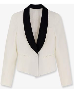 McQueen Wool Blazer With Satin Lapel - White