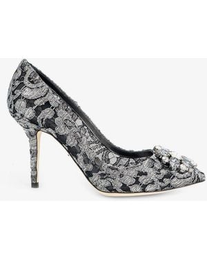 Dolce & Gabbana Bellucci Lurex Lace Pimps - White
