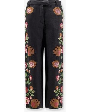 PHILIPPA 1970 Keila Linen Pants With Embroidery - Black