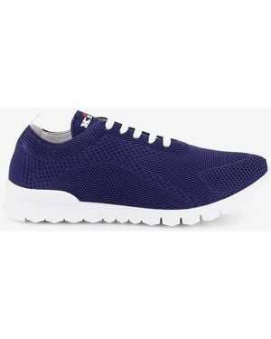 Kiton Knitted Fabric Trainers With Embroidered Logo - Blue