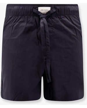Entire studios Cotton Bermuda Shorts With Frontal Logoed Label - Blue