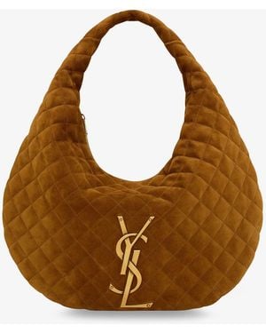 Saint Laurent Icare Hobo Suede Handbag - Brown