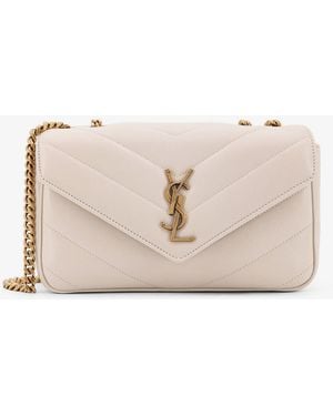 Saint Laurent Loulou Small Quilted Leather Shoulder Bag - Natural