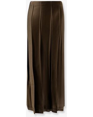 Vince Pleated Satin Skirt - Green