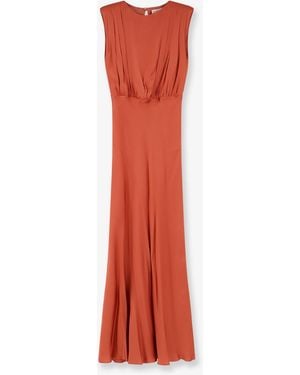 Semicouture Satin Long Dress - Red