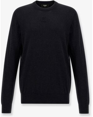 Fendi Jumpers Lana Vergine Elastan - Blue