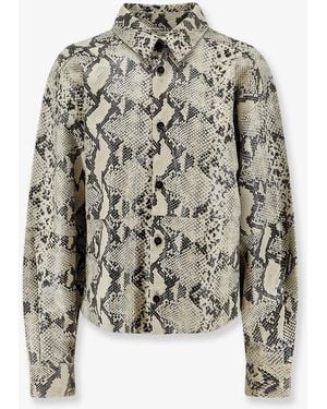 Alysi Python Print Leather Shirt - White