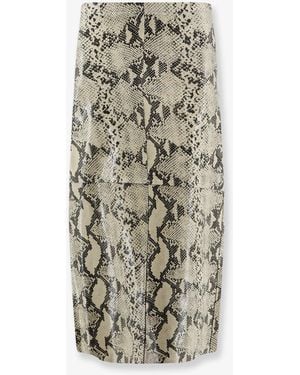 Alysi Python-Print Leather Midi Skirt - White