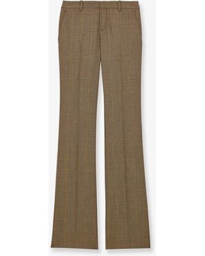 Saint Laurent Prince Of Wales Certified Wool Trousers - Natural