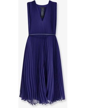 Max Mara Mxecapsula Pleated Long Dress - Blue