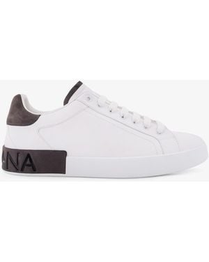 Dolce & Gabbana Low-Top Leather Sneakers - White