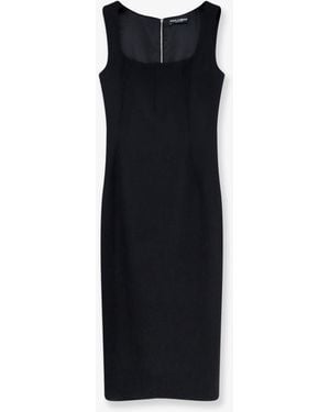 Dolce & Gabbana Virgin Wool Midi Dress - Black