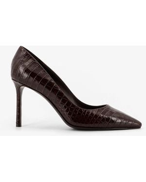 Jimmy Choo Romy 85 Leather Pumps With Croco Effect - Brown