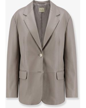 Alysi Leather Blazer - Gray