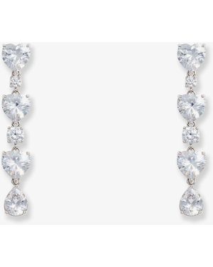 Self-Portrait Crystal Heart Tiered Earrings - Bianco