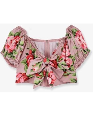 Dolce & Gabbana Cotton Top With Iconic Print - Pink